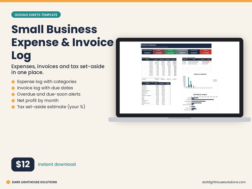 Small Business Expense & Invoice Log preview