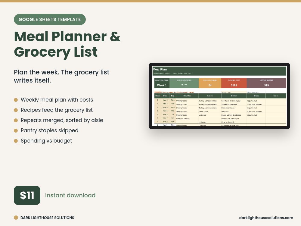 Meal Planner & Grocery List preview
