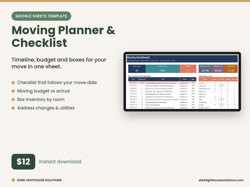 Moving Planner & Checklist preview