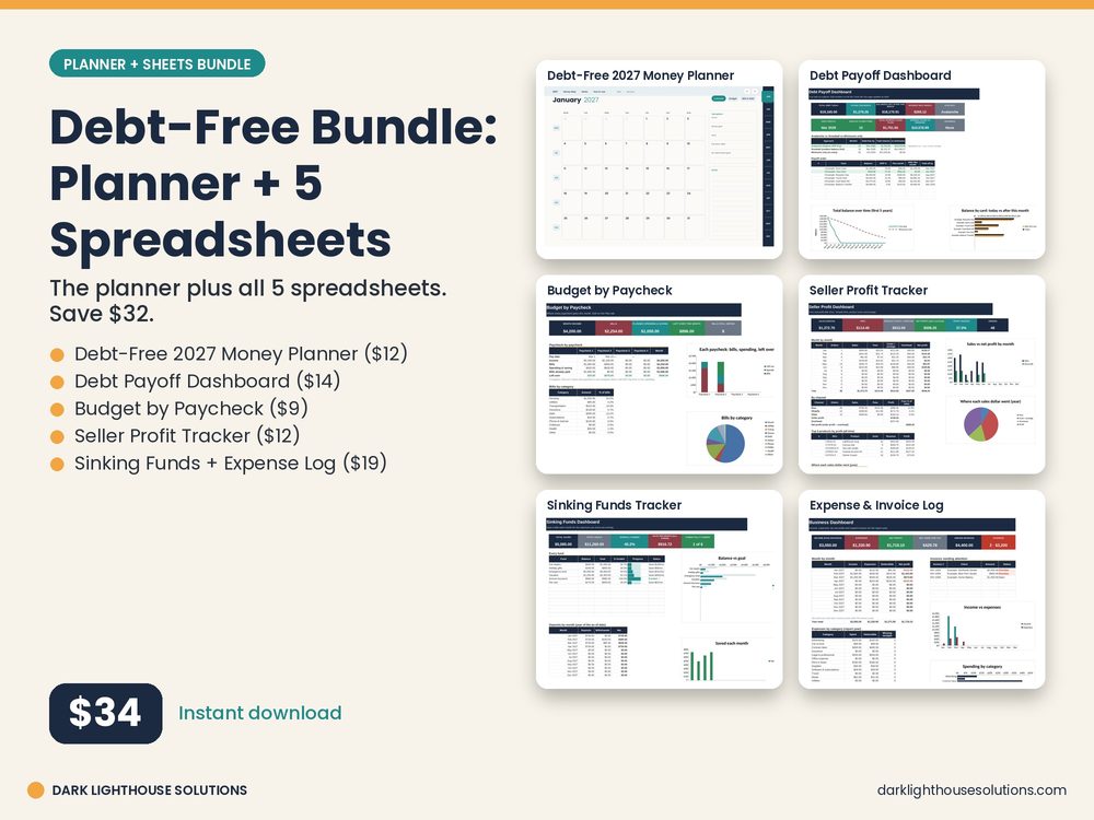 Debt-Free Bundle: Planner + 5 Spreadsheets preview