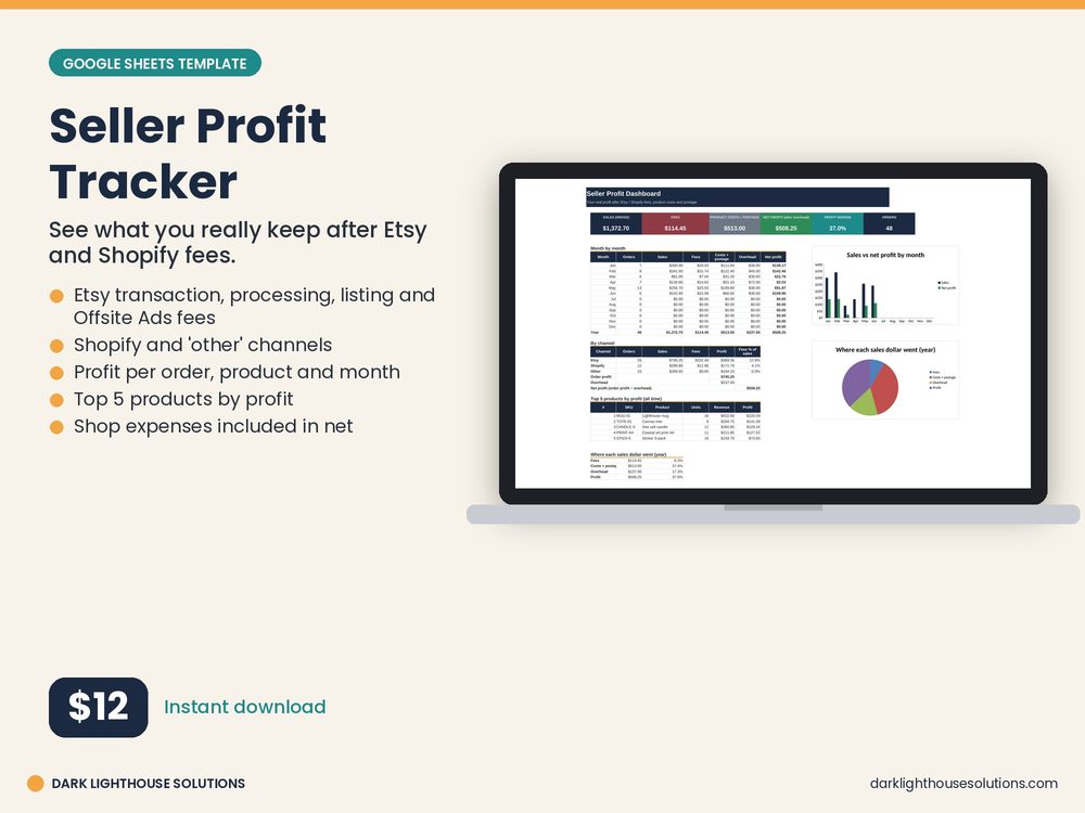 Etsy Seller Profit Tracker preview