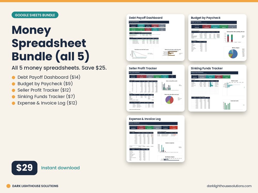 Money Spreadsheet Bundle (all 5) preview